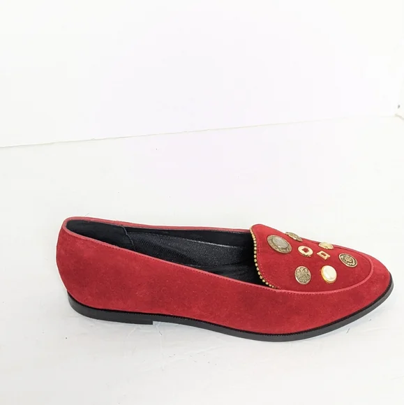 Vintage 80-90s red suede flats - Picture 2 of 16